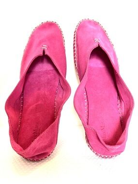 MaxMara Suede Hot Pink Slip-On House Shoes Ballet Flats Moccasin Lounge Shoes